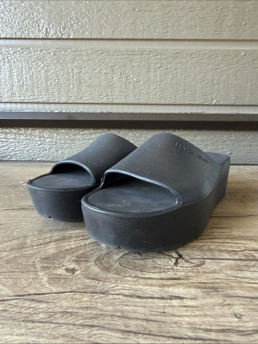 LEMON JELLY Women’s Black Platform Slide Sandals Minimal Elevated size 41 /US 10